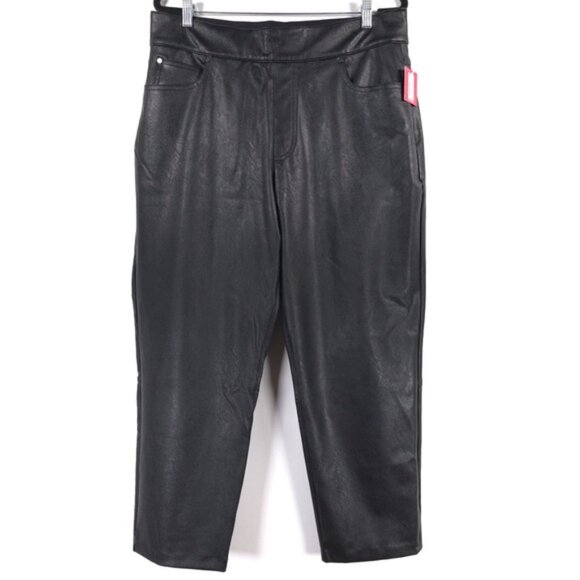 NWT SPANX LEATHER-LIKE Faux II Slim Straight Leg Pant 20528R Luxe Black Size 1X - Picture 5 of 16
